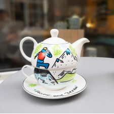 Дводелен порцелански чајник за љубители на планината "Follow your dream"