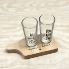 Мини сет за ракија, дрвена даска + 2 чаши