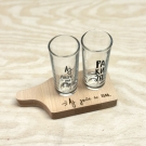 Мини сет за ракија, дрвена даска + 2 чаши
