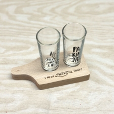Мини сет за ракија, дрвена даска + 2 чаши