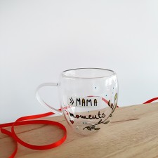 Стаклена шолја со дупло дно "Мама moments"