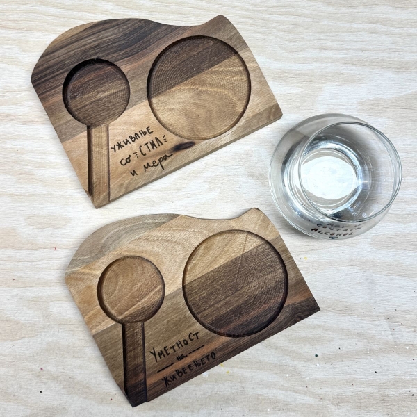 Сет даска за виски и чаша