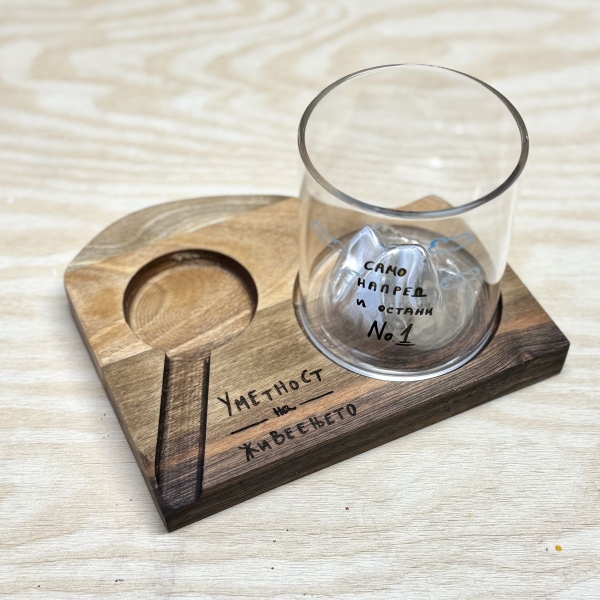 Сет даска за виски и чаша