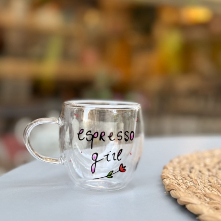 Шолја за еспресо со дупло дно "espresso girl" 