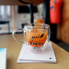 Стаклена шолја со дупло дно "Good morning"