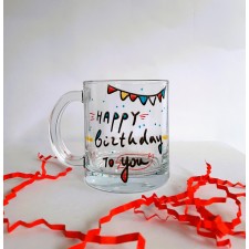 Стаклена чаша со рачка "Happy Birthday"