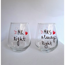 Сет стаклени чаши MR right & MRS always right