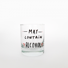 Стаклена чаша со дизајн "May Contain Alchocol"
