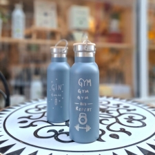 Сив гравиран термос со дизајн по избор