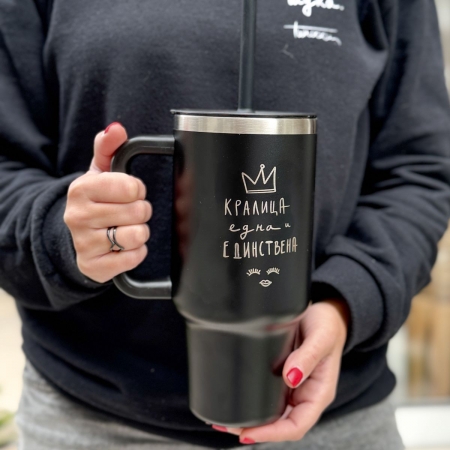 Голем термос со цевка (950мл) со гравиран дизајн по избор